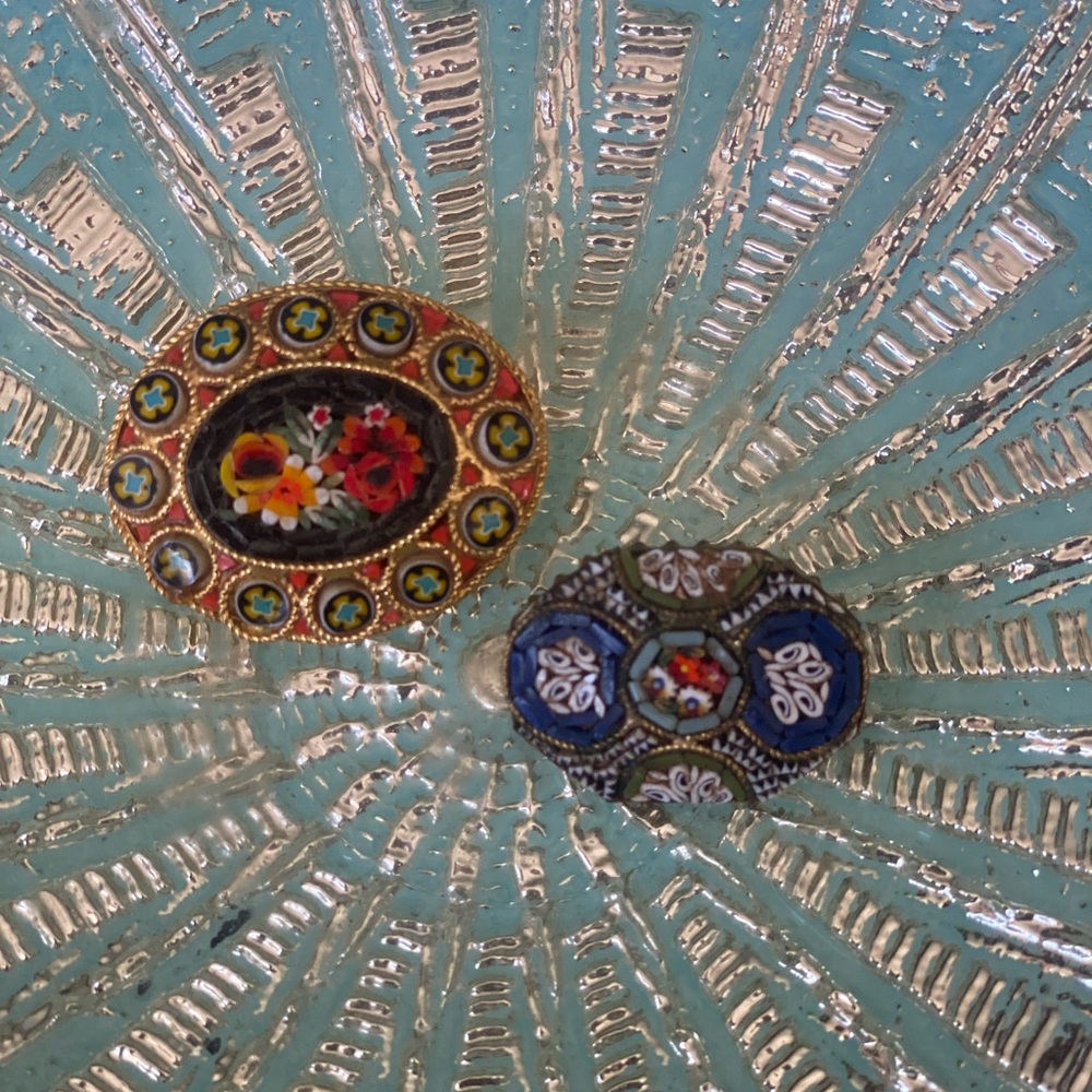 Vintage Italy Micromosaic Brooch Flower Brooches Millefiori Jewelry Lot of 2 - Picture 2 of 16